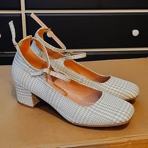 Pastel green and white patterend square heel, from shein premium